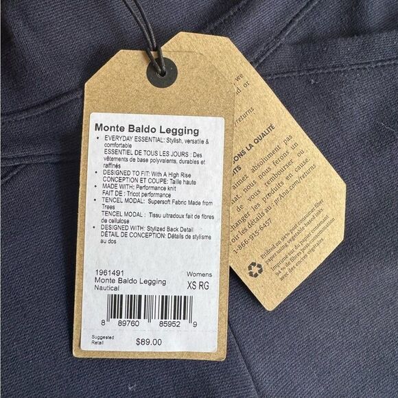 NWT prAna Monte Baldo Leggings Women's Navy Pants Size XS - Picture 9 of 16